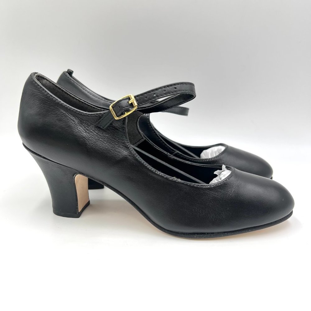Capezio 653 Womens Size 7.5 Manhattan Character Black Leather Dance Shoes‎ Heels